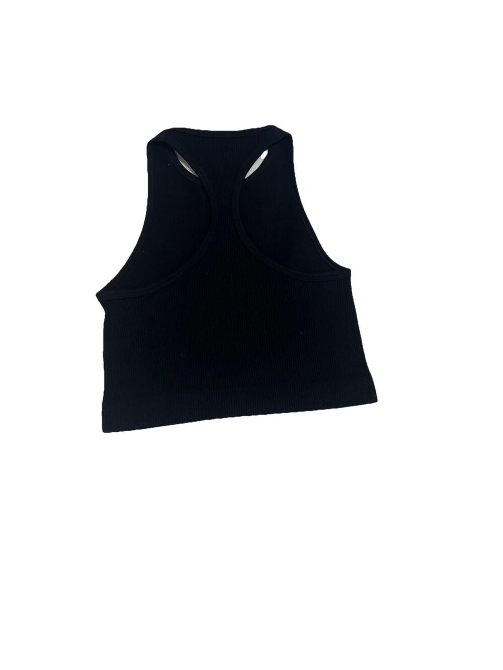 Zenana black Ribbed Cropped Stretch Athletic Tank Top Racerback S/M